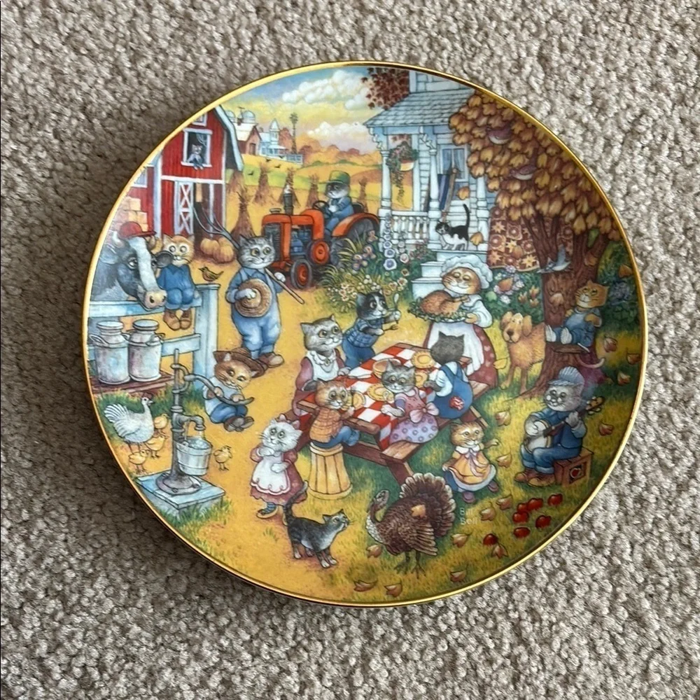 Franklin Mint Heriloom- A Purrfect Feast by Bill Bell limited edition Cat Plate